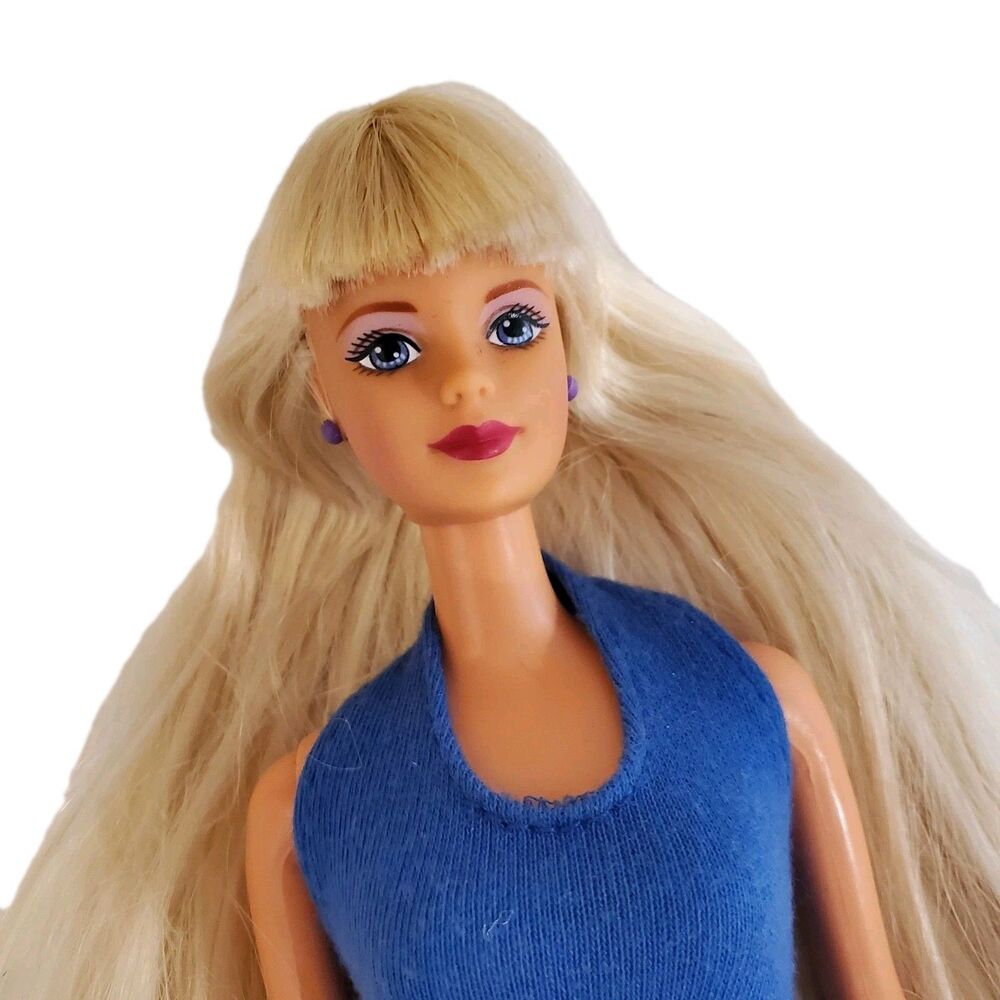 1997 Bead Blast Barbie By Mattel Long blonde hair, purple earrings & ring